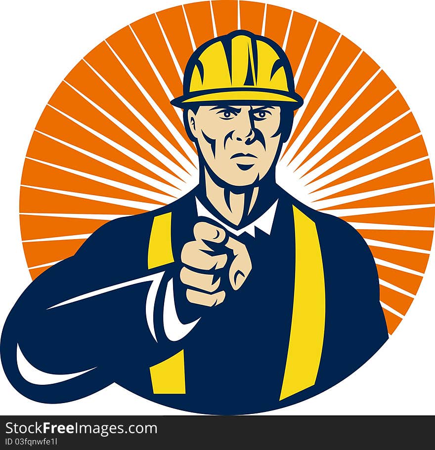 Construction worker engineer pointing