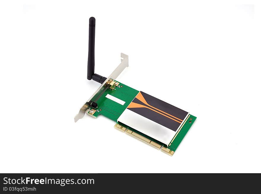 Wireless pci card on a white background. Wireless pci card on a white background