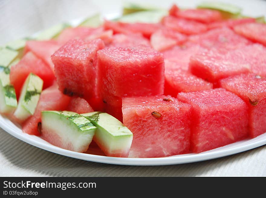 Image of slice watermelon on plate