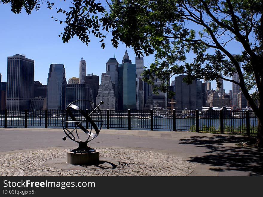 Brooklyn Promenade and lower Manhattan in the background