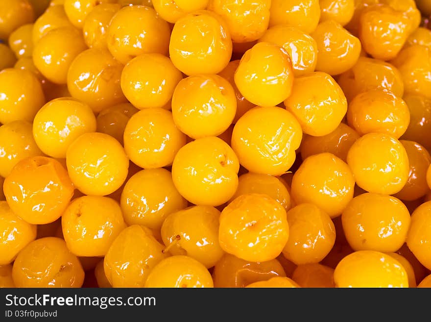 Jujube or monkey apple in sweet syrup set as dessert