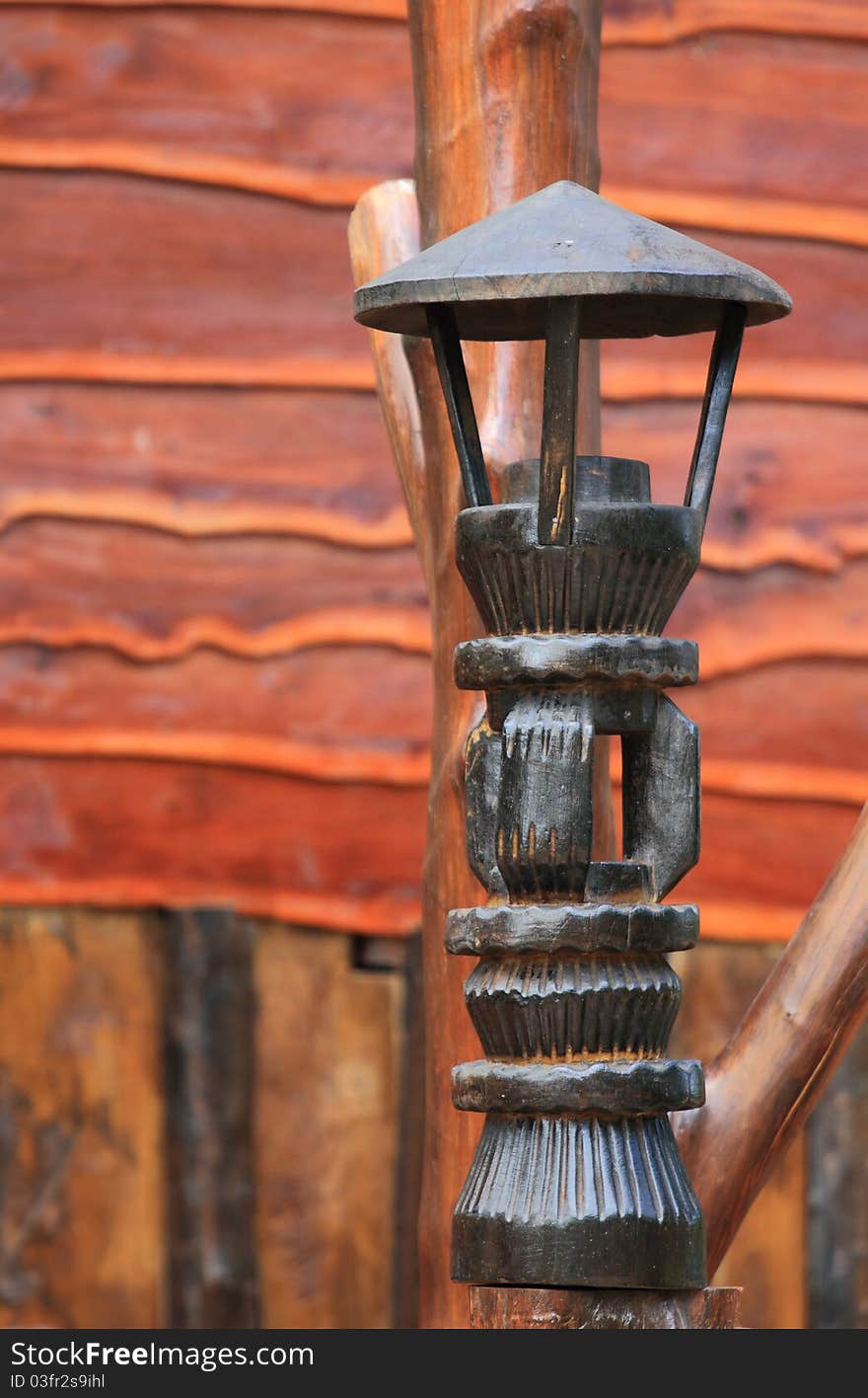 Traditional lamp made from wood. Traditional lamp made from wood