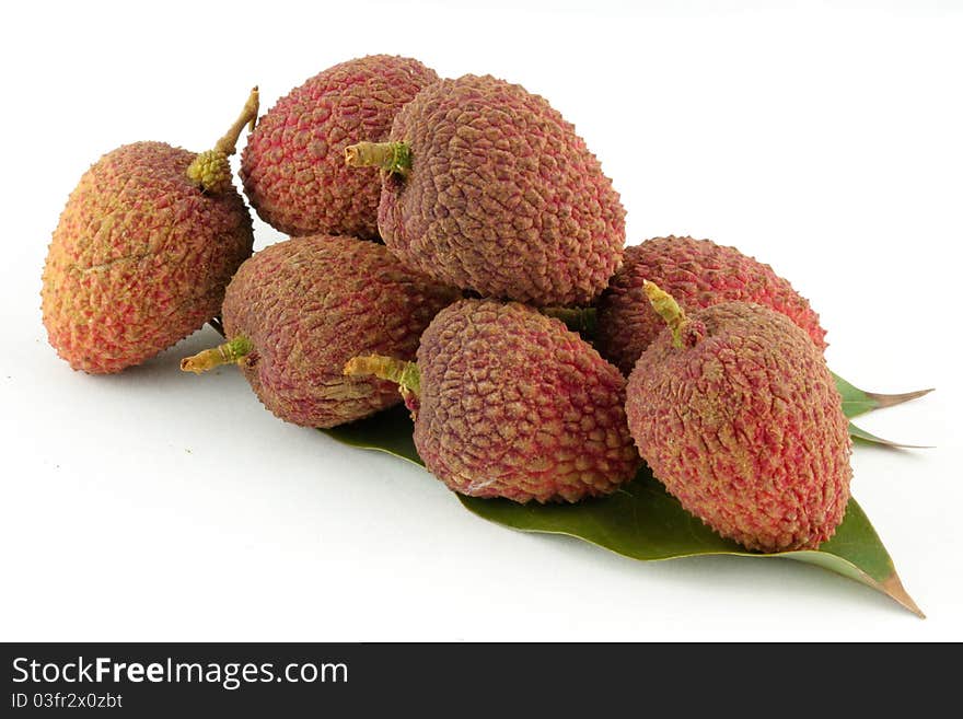 Lychees on leaf