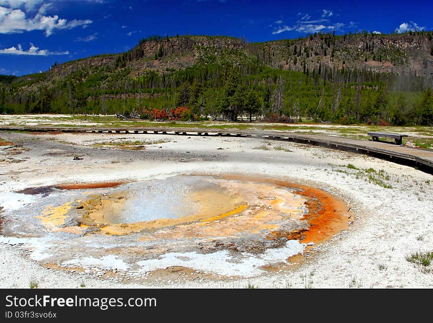 Biscuit Basin Spring Scenic Area in South Yellowstone National Park.