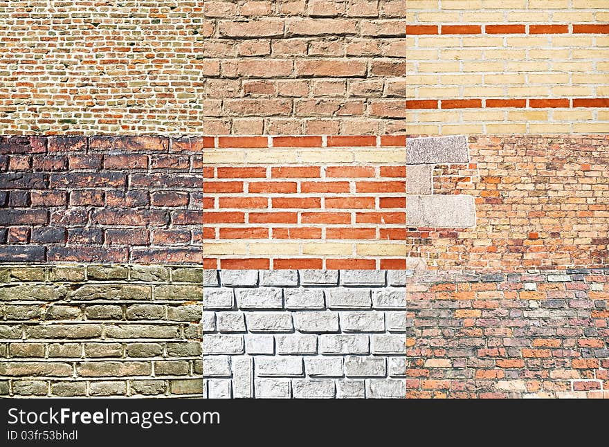 Various types of brick walls. Various types of brick walls