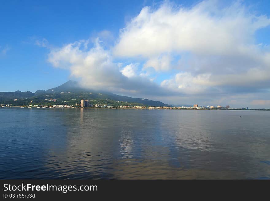 Mountain , clouds and river