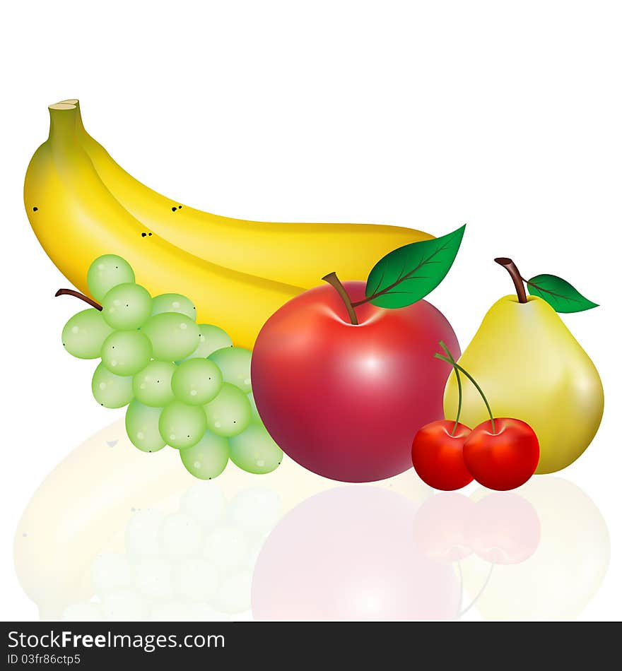 Illustration of fruits on white background