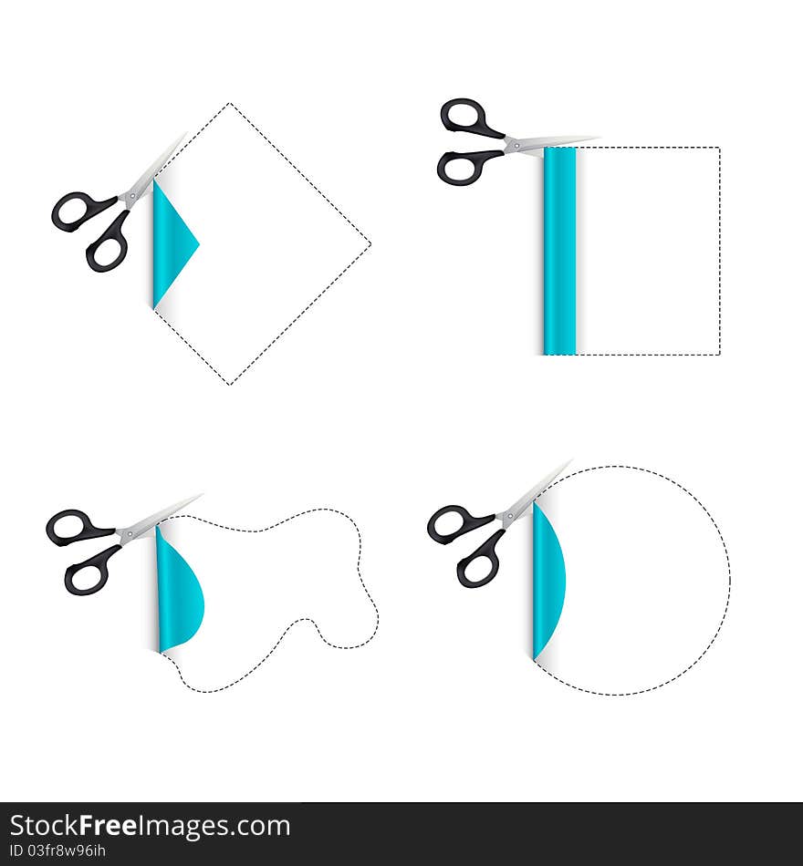 Illustration of cutting paper on white background