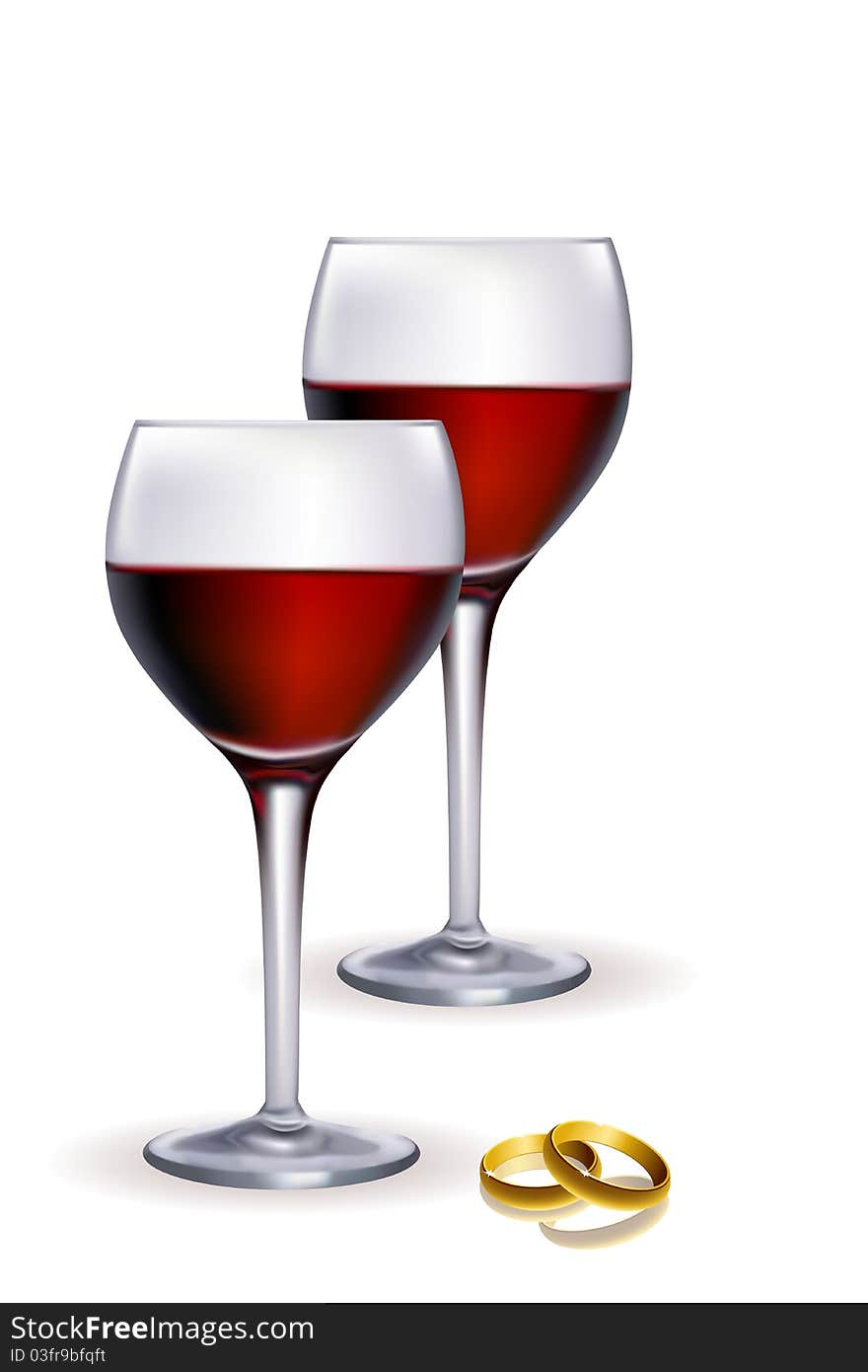 Illustration of wine in glass with ring