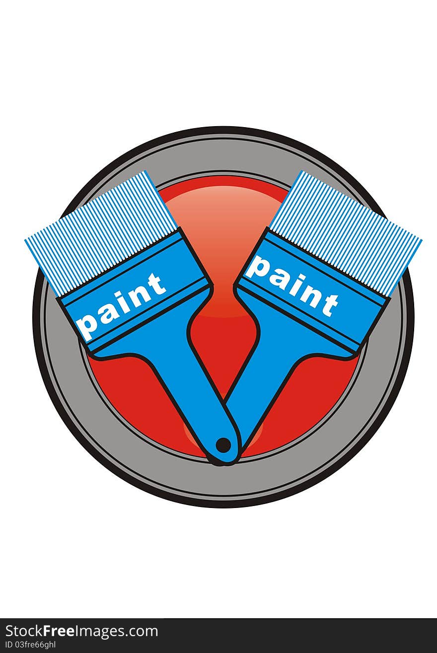 The illustration of Brush and red paint