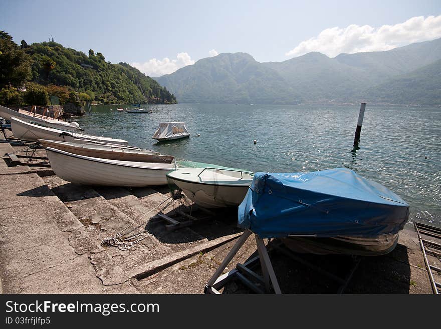 Boats on the pier - Lenno (Lake Como). Boats on the pier - Lenno (Lake Como)