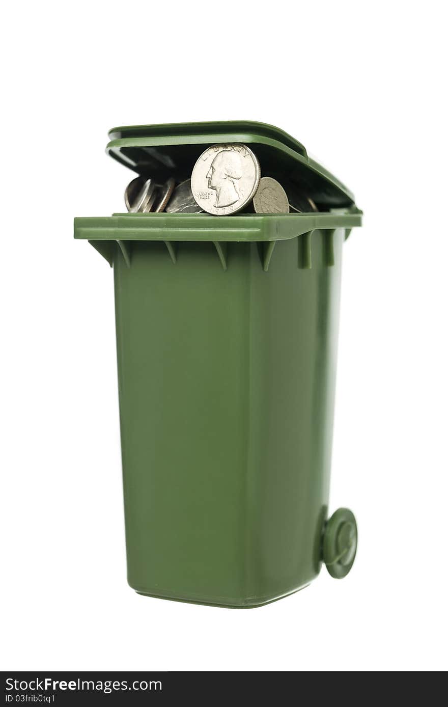 Recycling Bin with coins