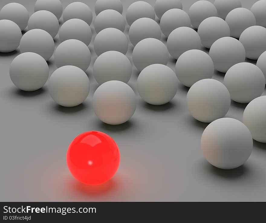 Computer generated image , group of balls on is red and lightning. Computer generated image , group of balls on is red and lightning