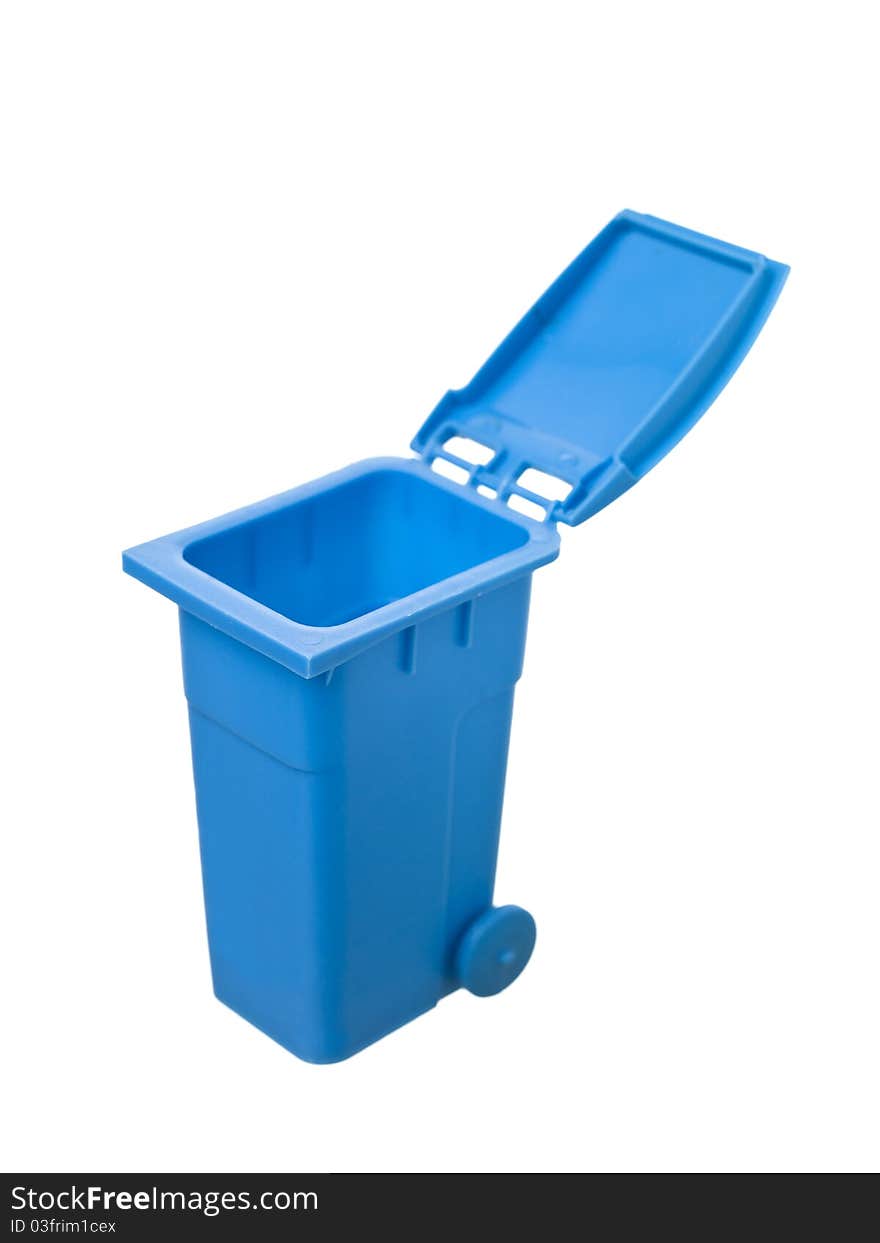 Blue Recycling Bin isolated on white background