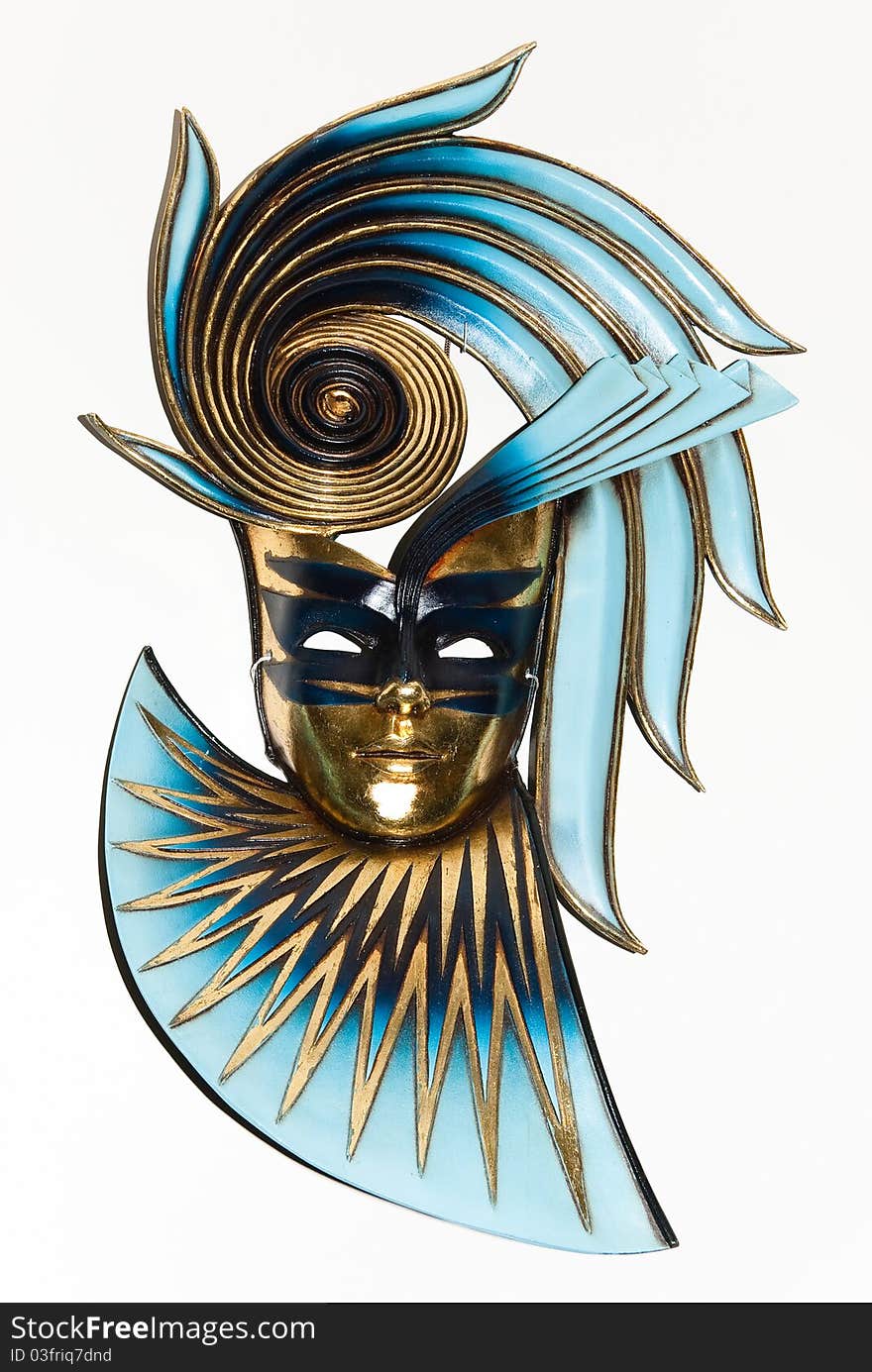 The Mask in blue and gold isolated on white