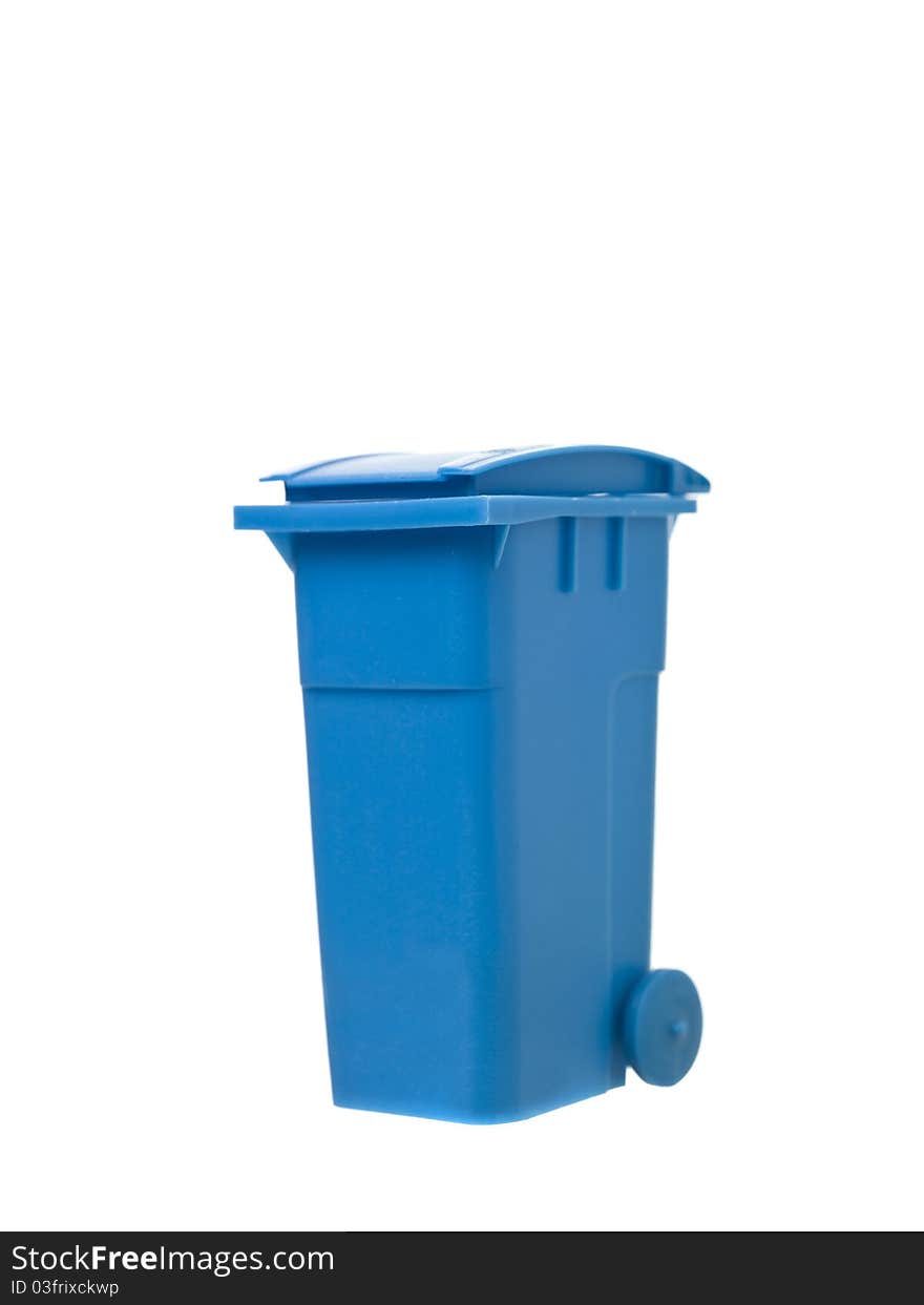 Blue Recycling Bin isolated on white background