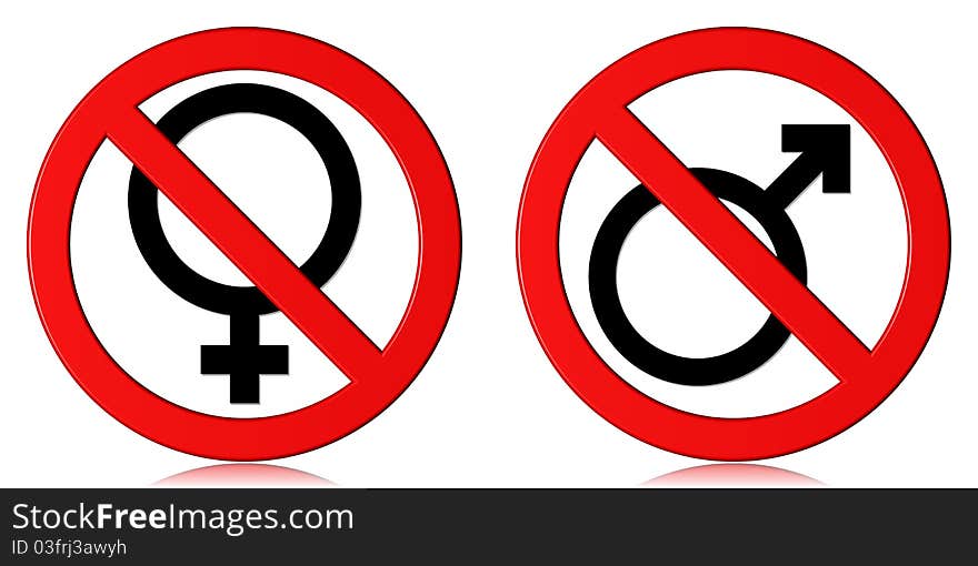 3d illustration of no entry sign for female and male. 3d illustration of no entry sign for female and male