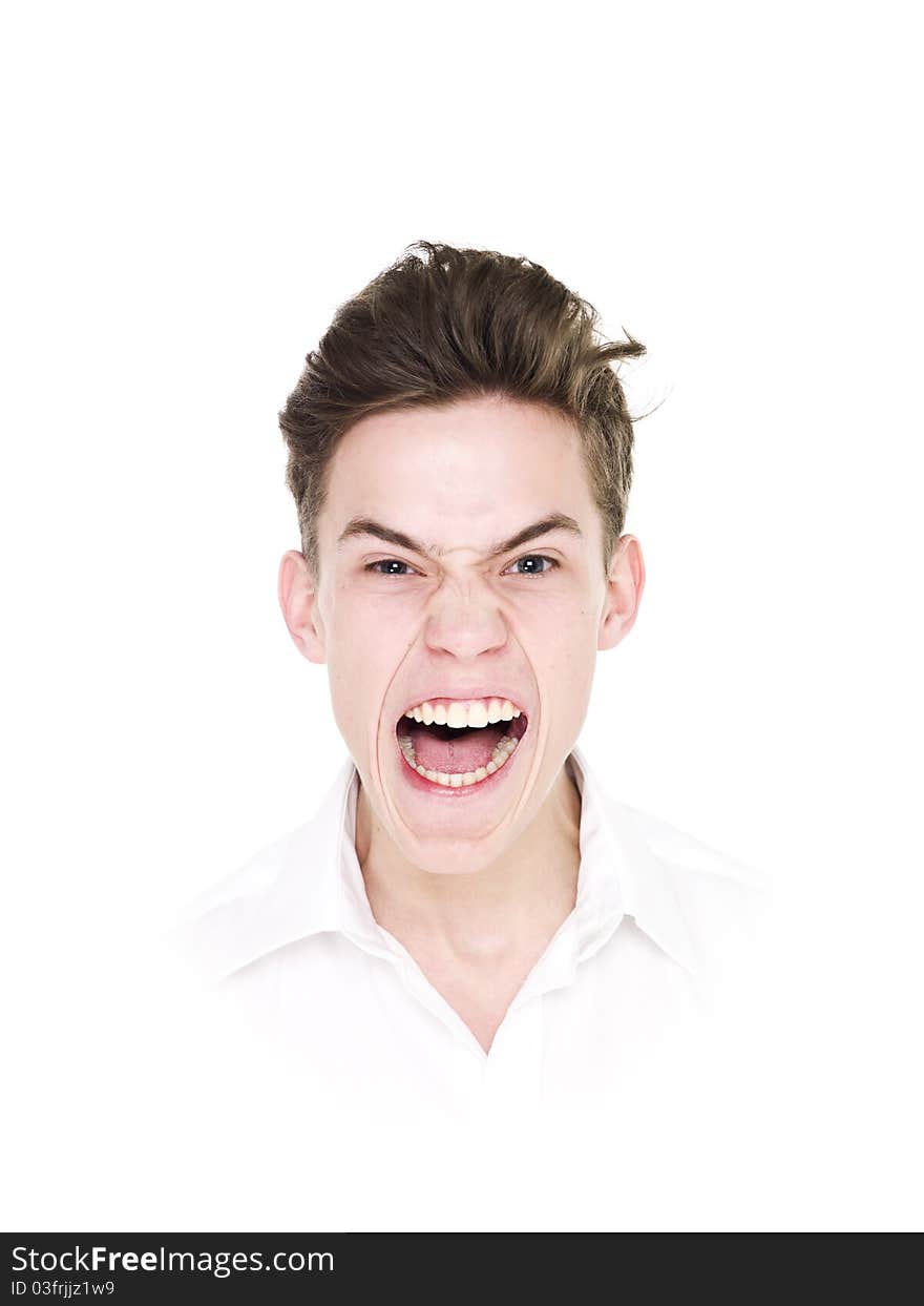 Portrait of a young man isolated on white background