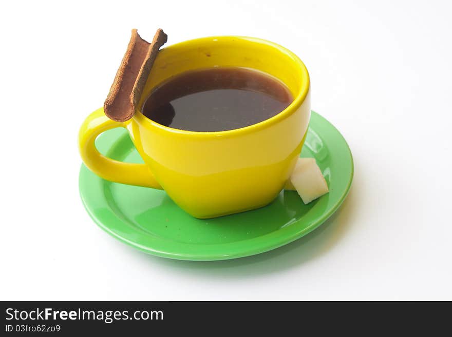 Coffee Cup And Saucer, Cinnamon And Sugar