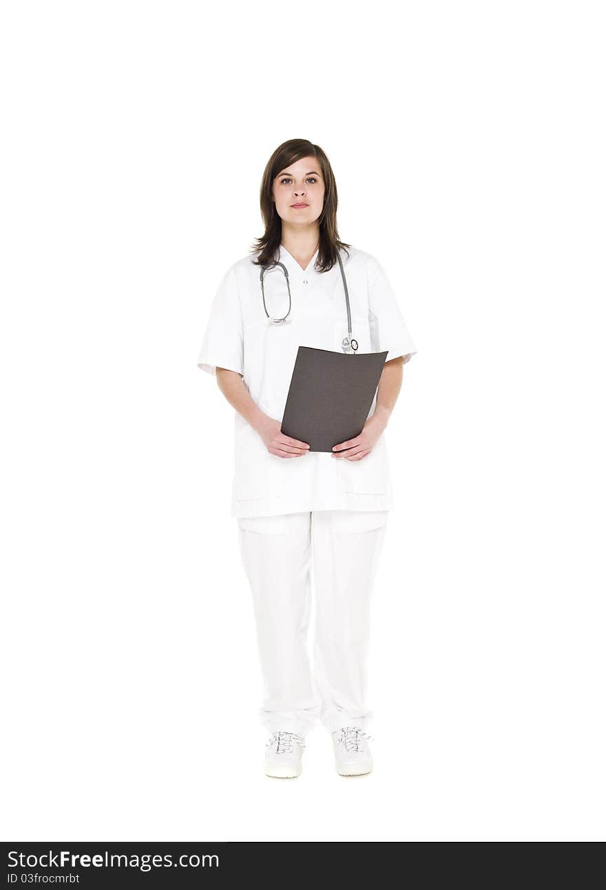 Female Nurse isolated on white background