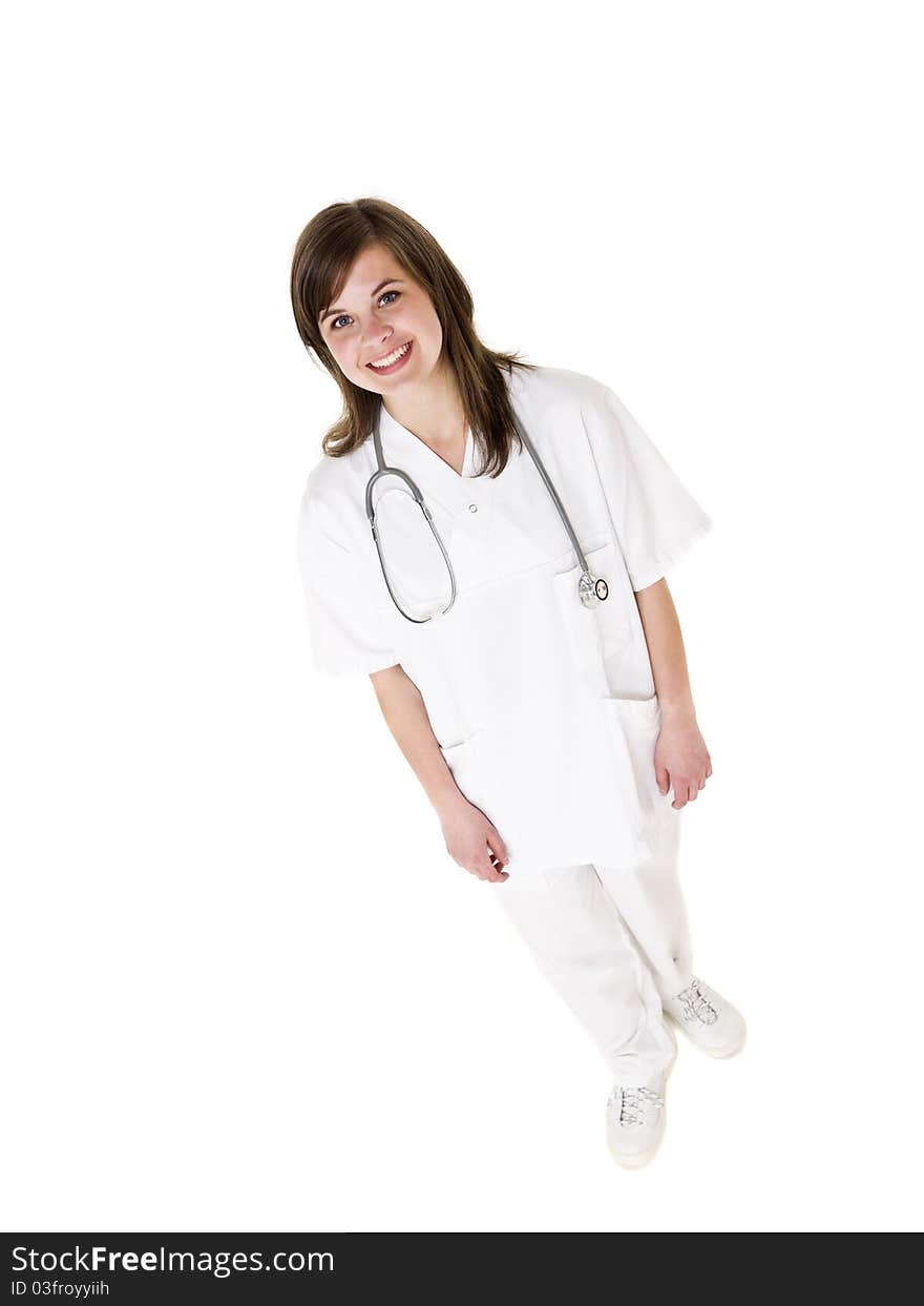 Female Nurse isolated on white background