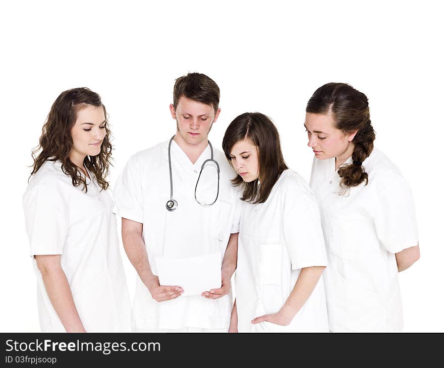 Doctor and Nurses isolated on white background