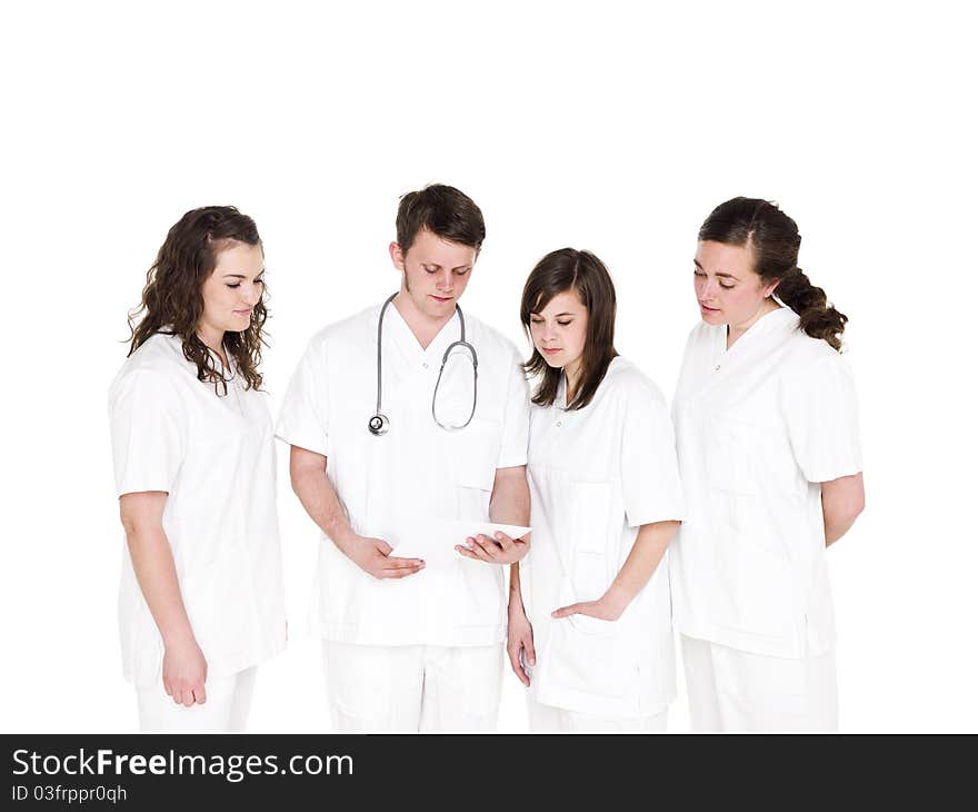 Doctor and Nurses isolated on white background