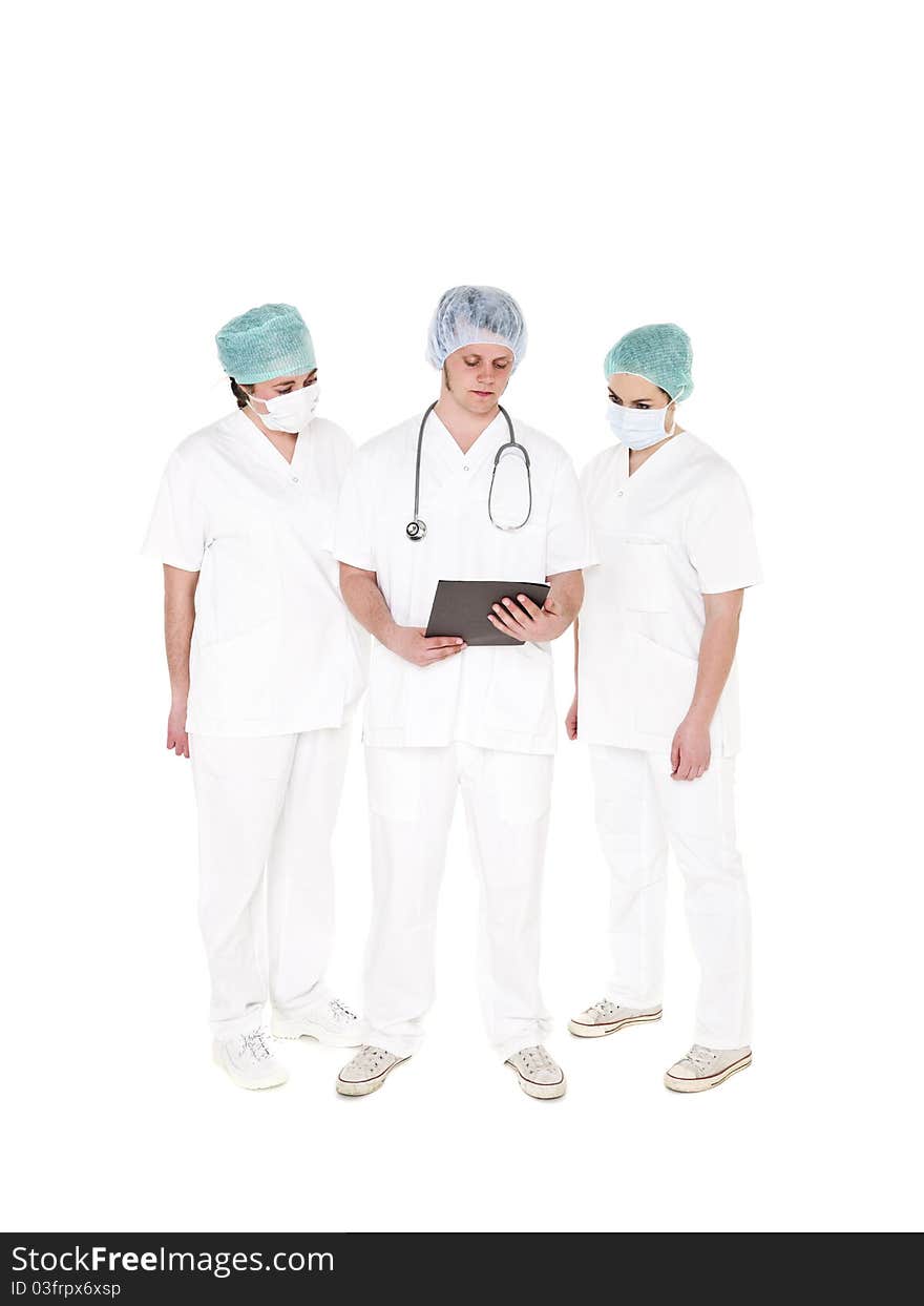 Doctor and Nurses isolated on white background