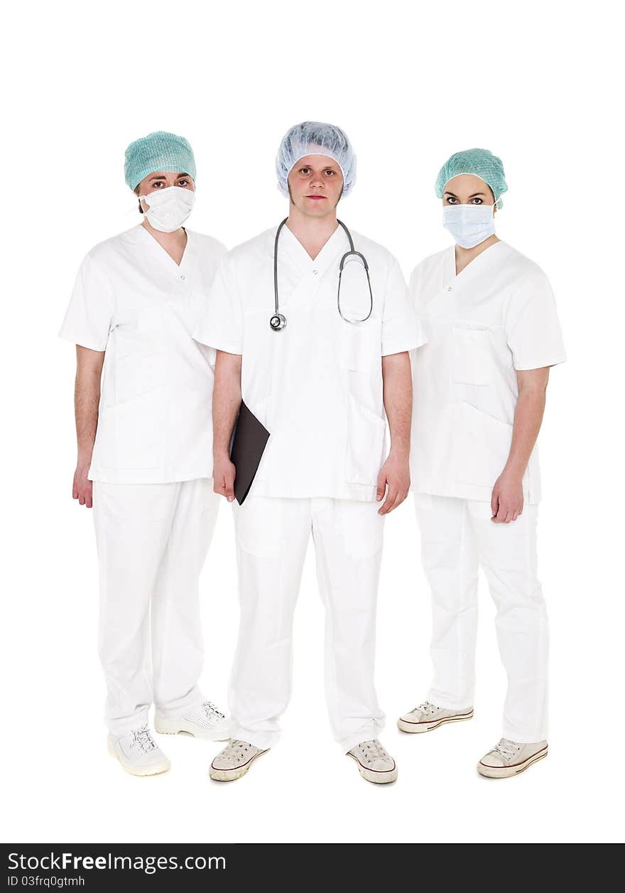 Doctor and Nurses isolated on white background