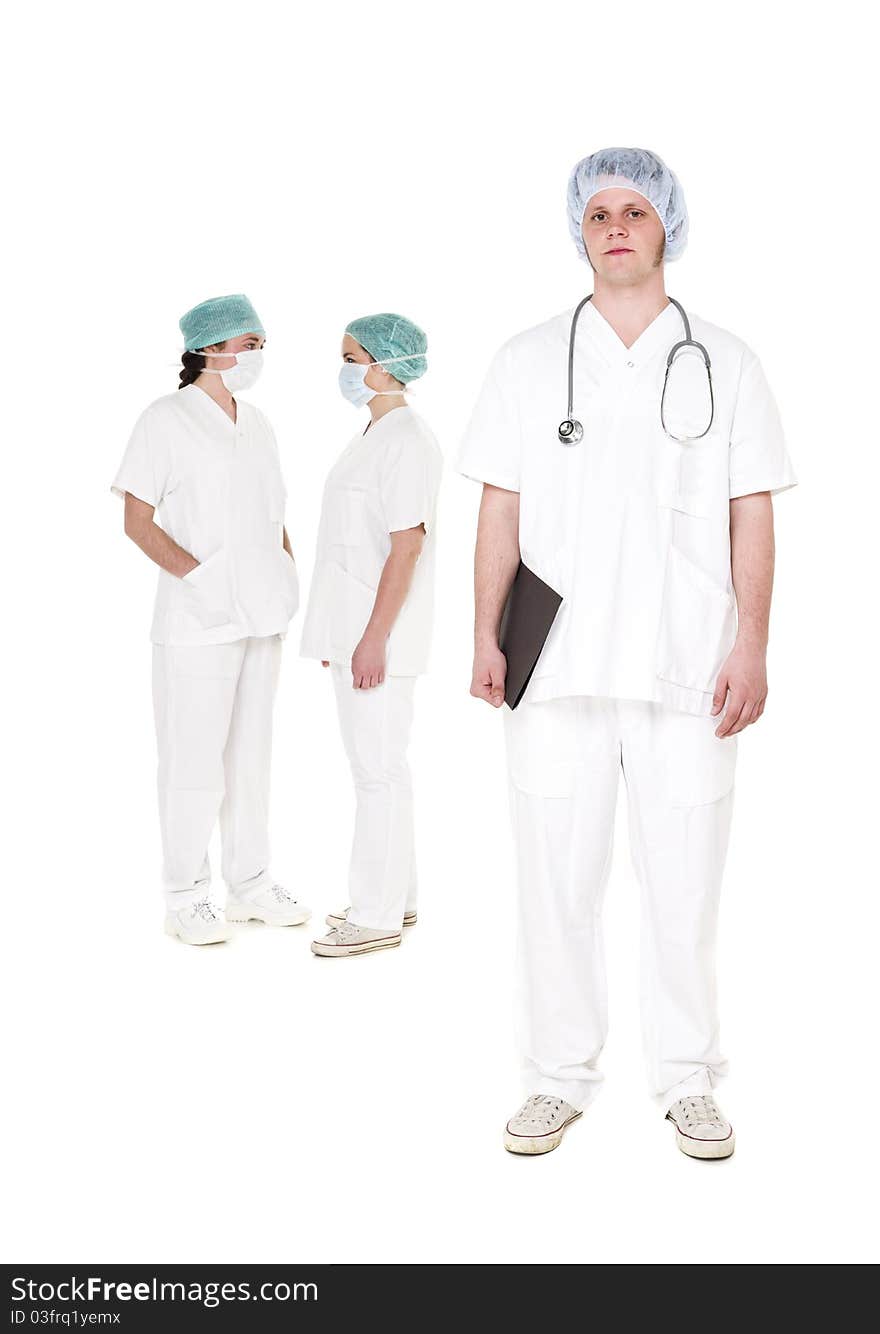 Doctor and Nurses isolated on white background