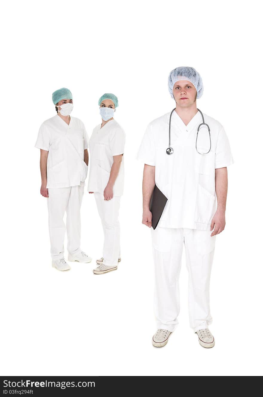 Doctor and Nurses isolated on white background