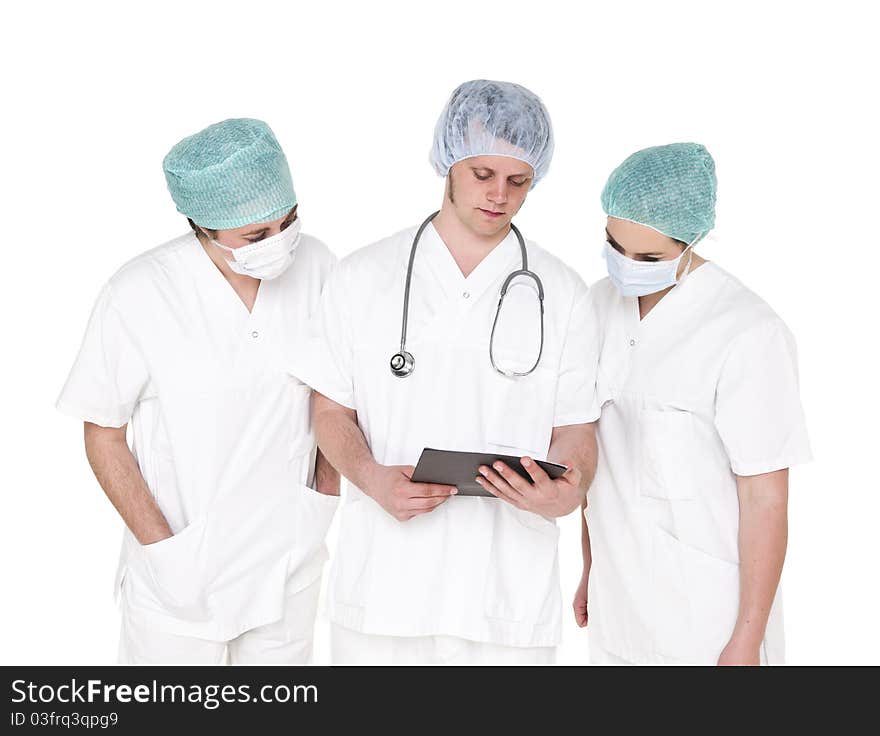 Doctor and Nurses isolated on white background