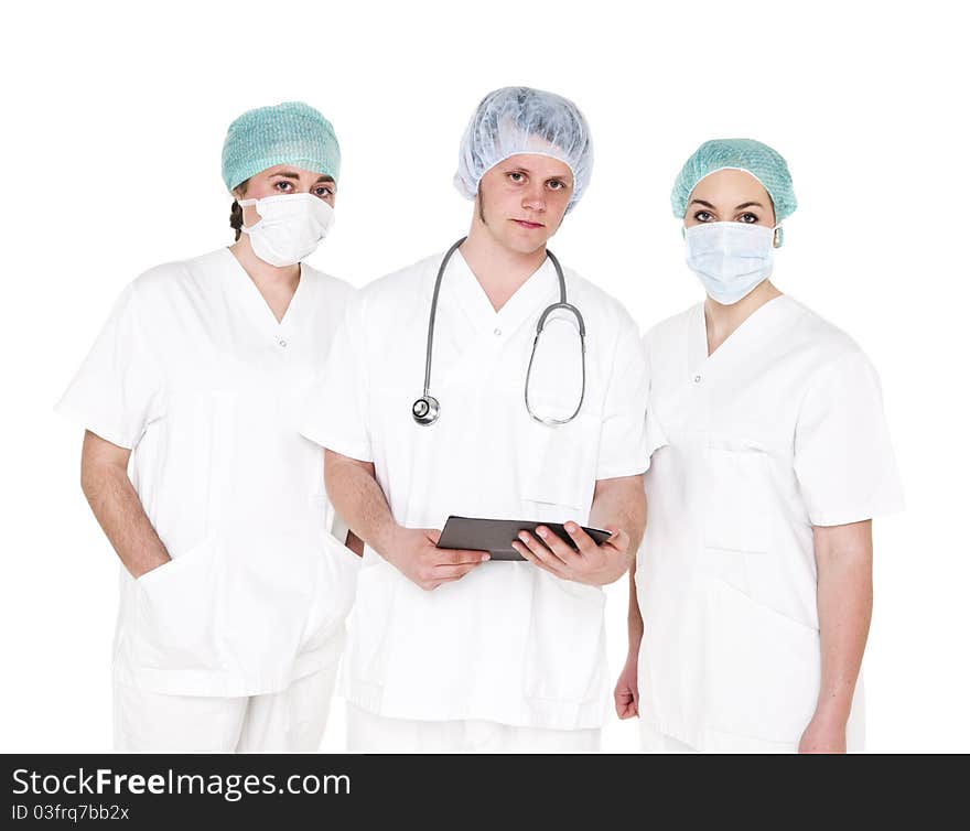 Doctor and Nurses isolated on white background