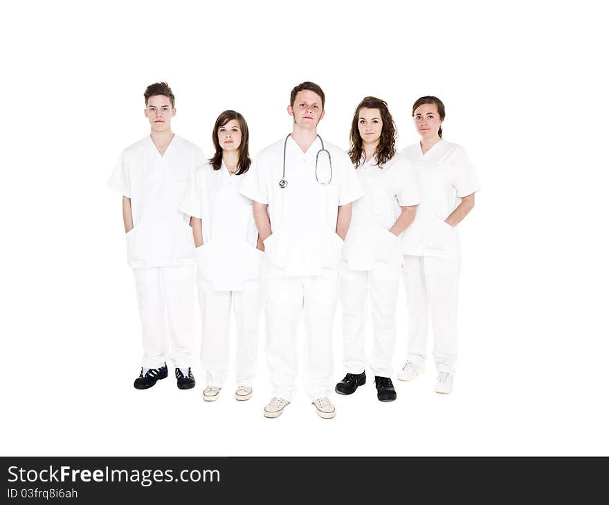 Doctor and Nurses isolated on white background