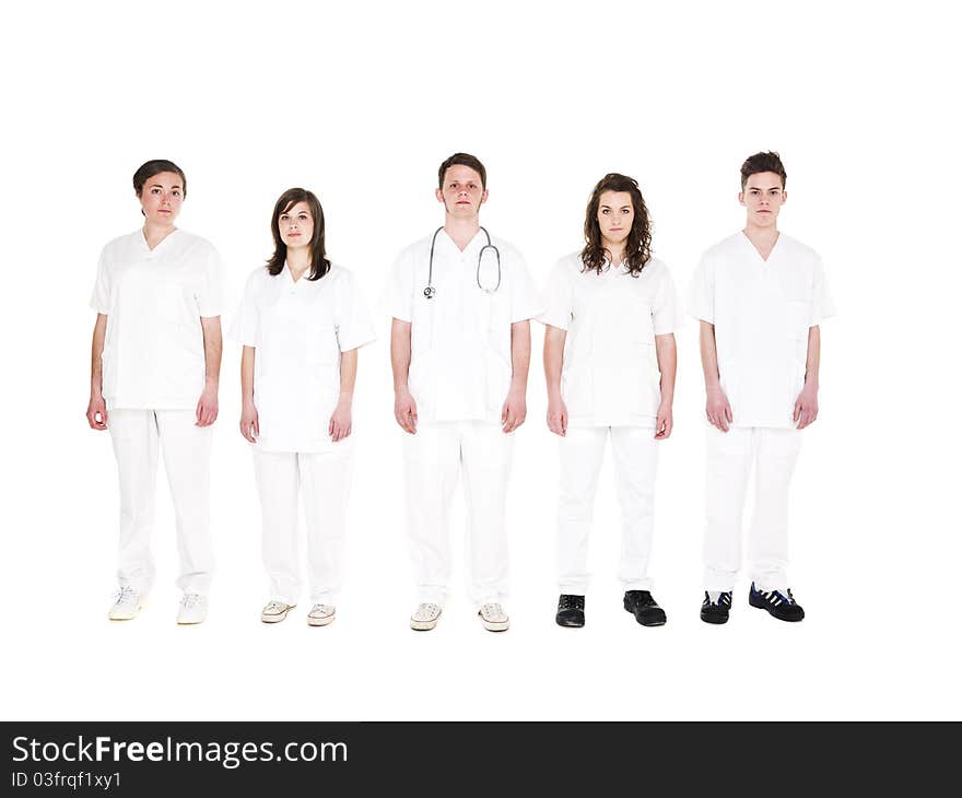 Doctor and Nurses isolated on white background