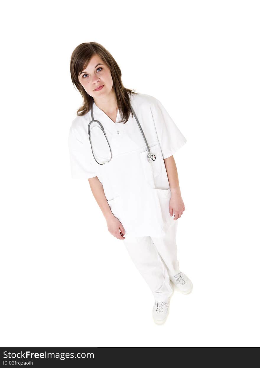 Female Nurse isolated on white background