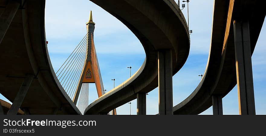 Panorama Of Bhumibol Bridge, Bangkok