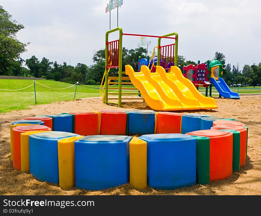 Colorful children playground in public park