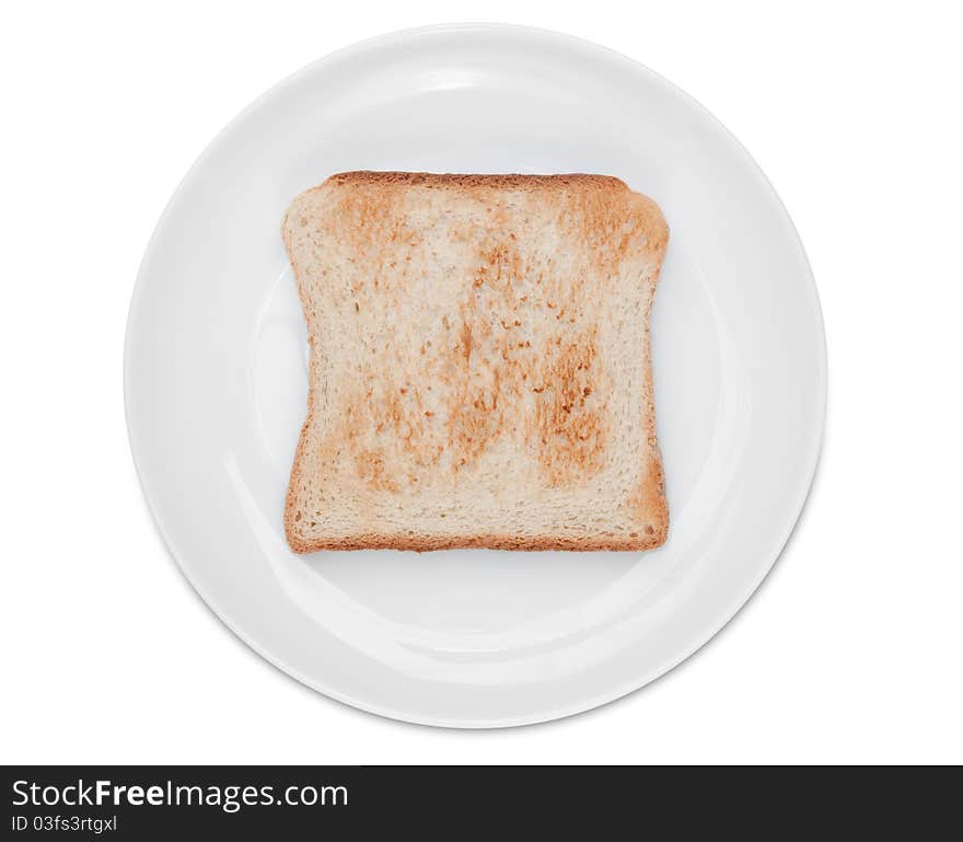 Blank toast slice on plate. Blank toast slice on plate