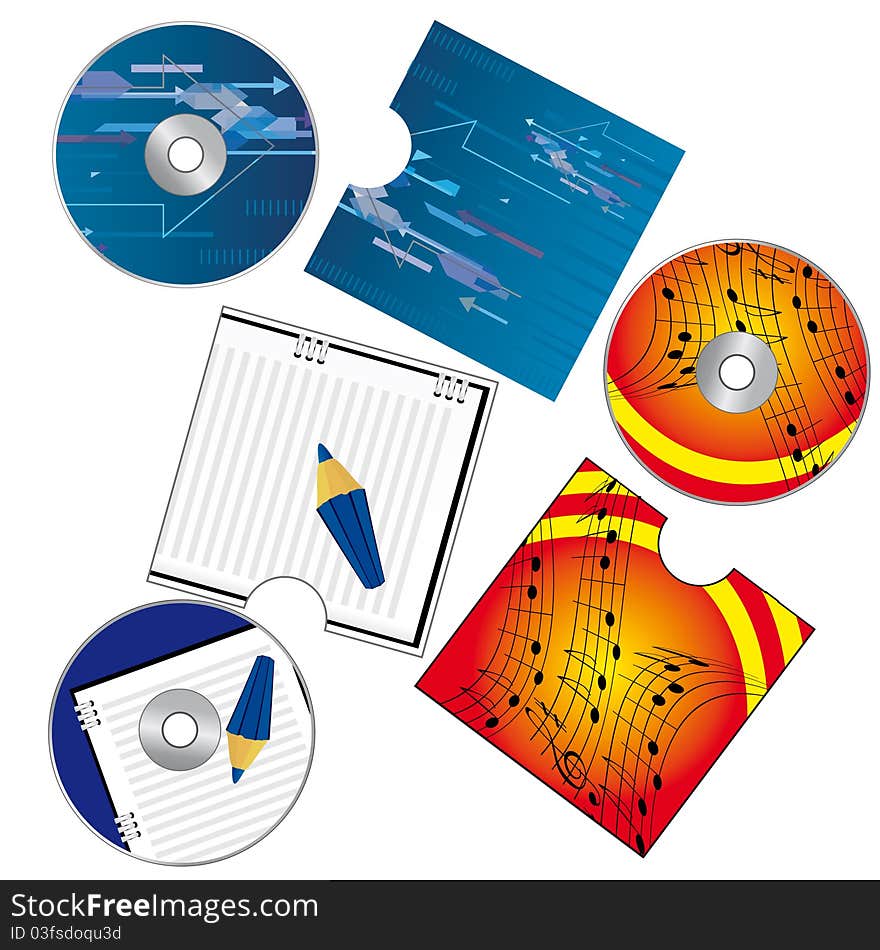 A set of CDs with covers