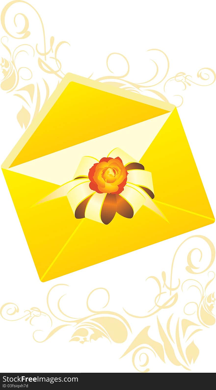 Holiday envelope with bow. Illustration