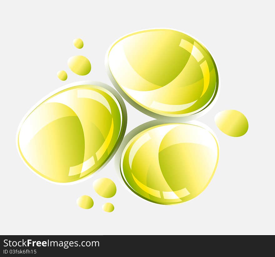 Light background with green glass shapes