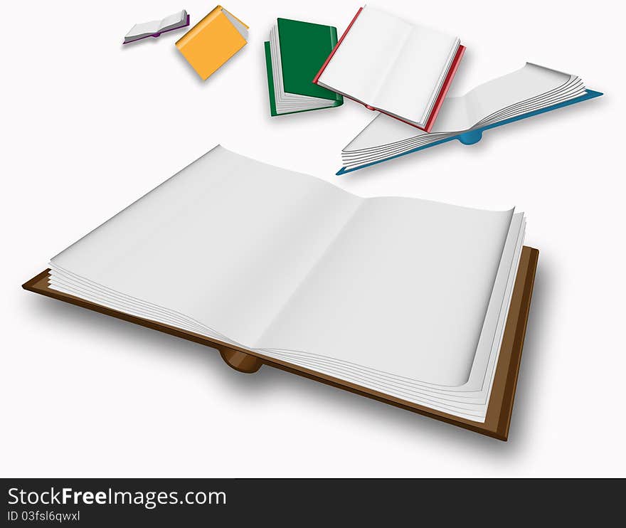 Open blank book on white background. Open blank book on white background