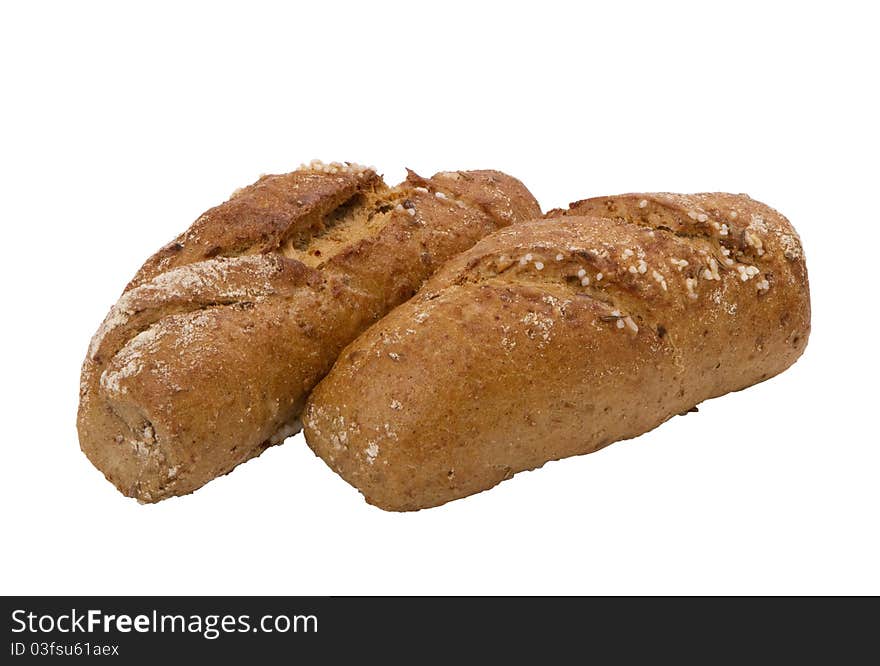 Dietary rye bun, isolated on white background