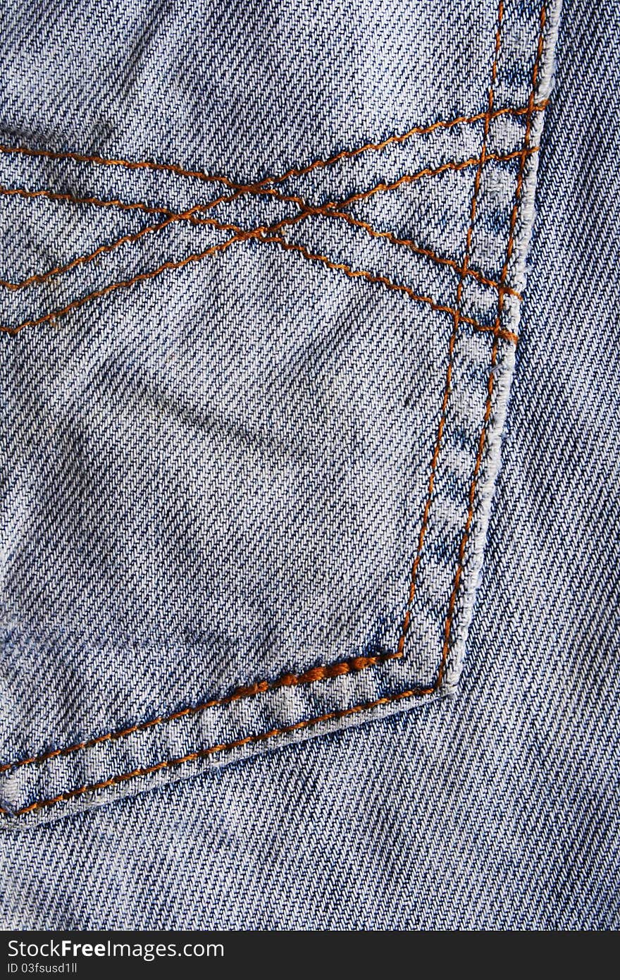 Blue jeans fabric with Seam. Texture