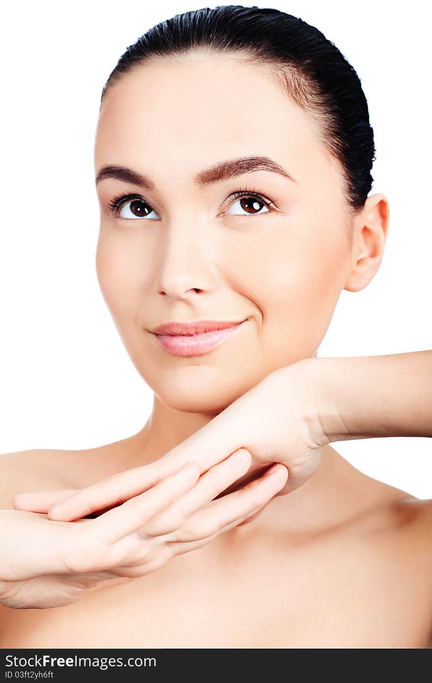 Portrait of beautiful spa girl. Isolated over white background. Portrait of beautiful spa girl. Isolated over white background.