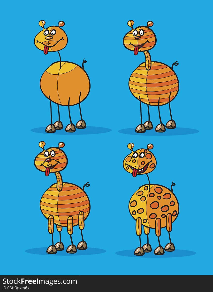 Giraffe cartoon over blue background, abstract vector art illustration