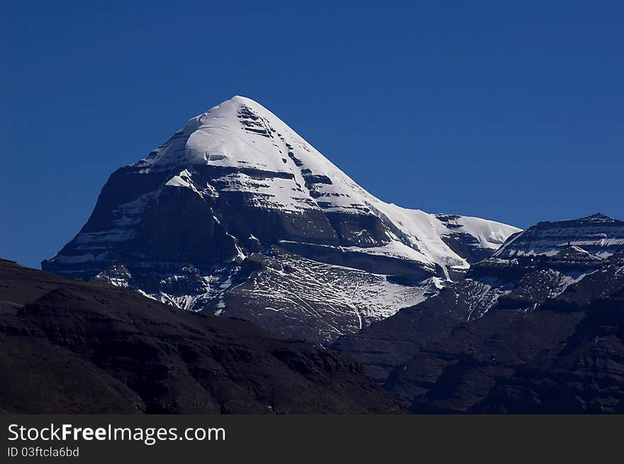 Landscape of snow-capped mountains