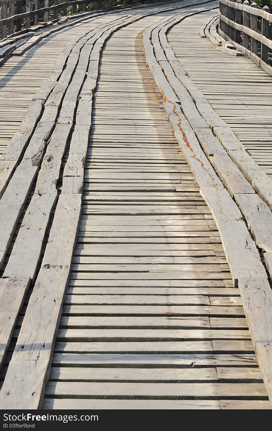 Pathway On The Wood Bridge