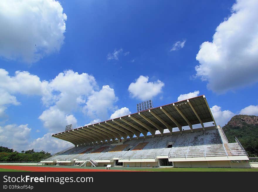 Blue sky over empty stadium. Blue sky over empty stadium